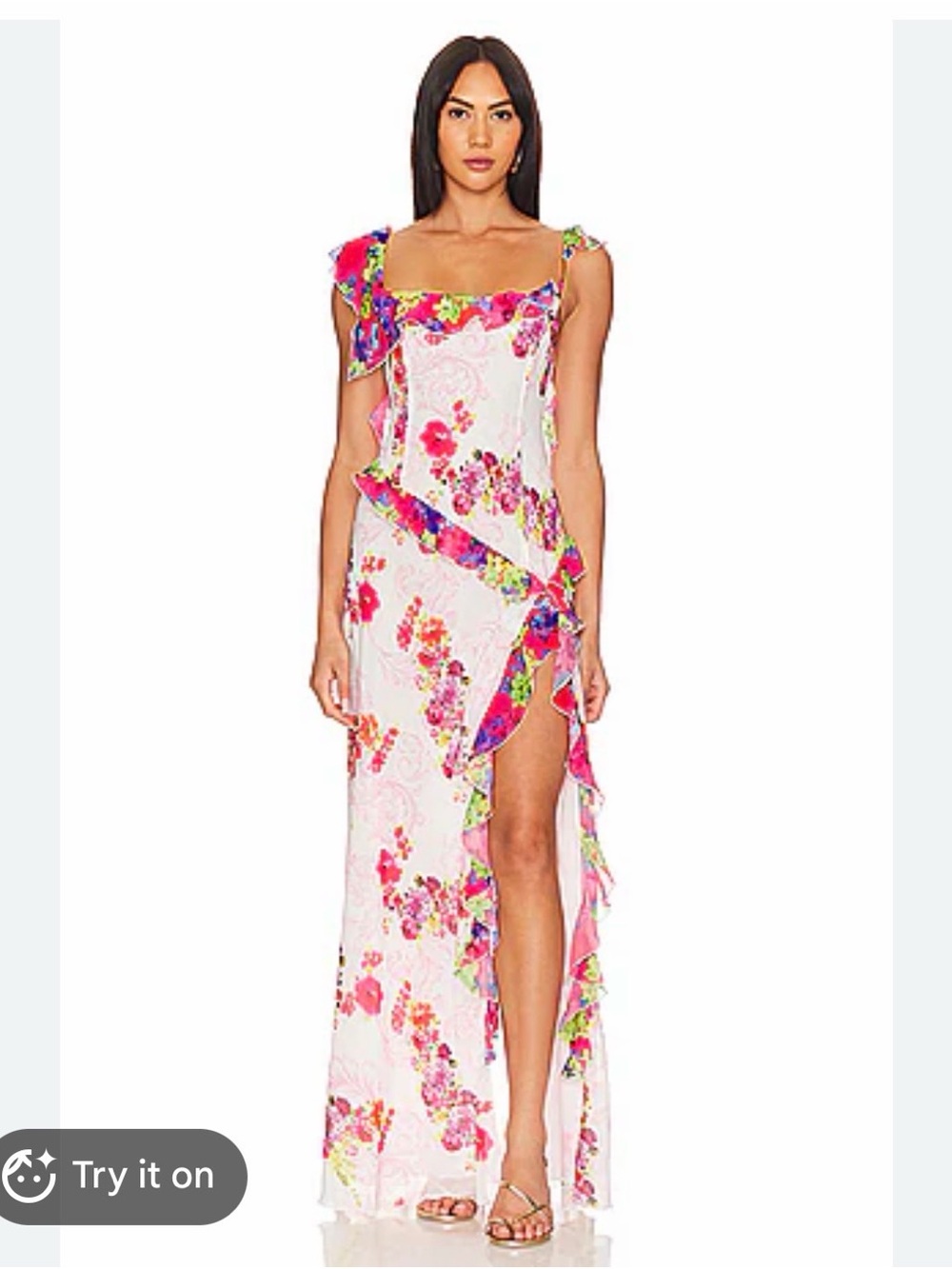 Guizio Avila Floral Ruffles Maxi  Dress Medium Feminine Coquette